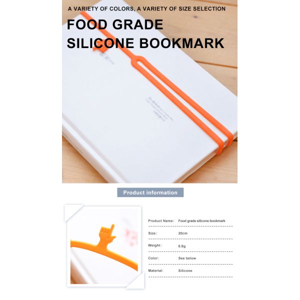 Eco-friendly Colorful Promotional Gift Finger Shape Elastic Custom Silicone Bookmark