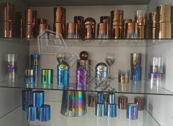 Equipamento de revestimento de ouro PVD Arc TiN, revestimento de âmbar de vidro, máquina de revestimento de porta de velas de vidro