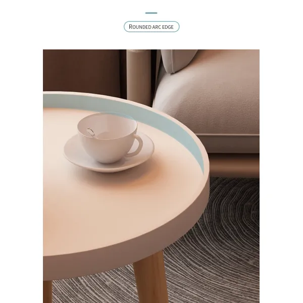 Small Coffee Table, Round with 3 Feets, Stable Side End for Living Room, Bedroom, Office