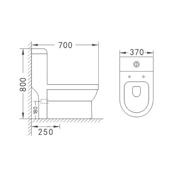 Stain Resistant One Piece Toilets 370x700x800mm Ceramic Water Closet White For Bathroom