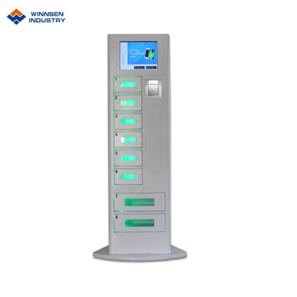 Floor Standing Cell Phone Charging Stations With 8 Digital Lockers and Quick Charge 4.0 System