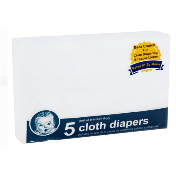 Unisex 6 Ply Cotton Gauze Diapers , 5 Pack Prefold Cloth Diapers Custom Color
