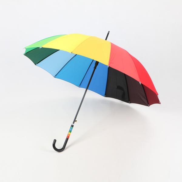 23 Inch Rainbow Golf Umbrella , Automatic Open compact Umbrella With Hook Handle
