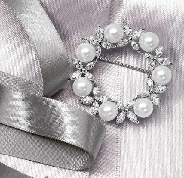 Позолоченная листья круг белая жемчужная брошь 925 серебряные роскошные броши для женщин