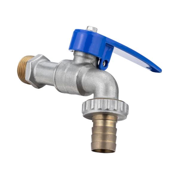 DN15 DN25 1 Inch BSP Male Thread Nickel Plated Blue Aluminum Handle Brass Bib Cock