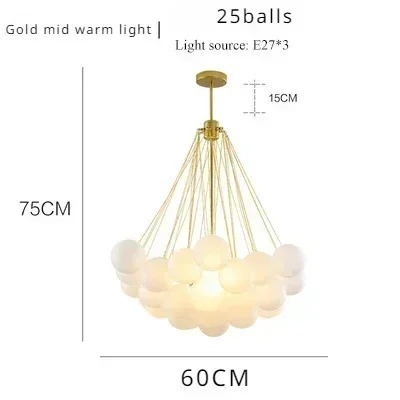Glasses Bubble Chandeliers Nordic Frosted Glass Gold Black Pendant Light （WH-AP-669）