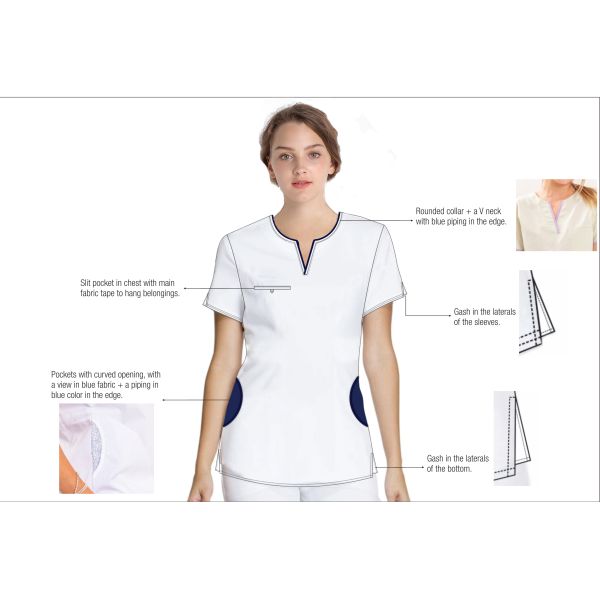 Подгонянное свободное от Морщинк короткой медсестры 42% полиэстер рукава медицинское равномерное противомикробное