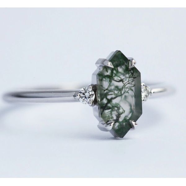 Green Genuine Moss Agate Ring , Gemstone Beautiful Women Ring