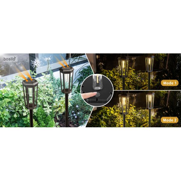 Lumières de jardin extérieures à énergie solaire en noir, étanche et option d'éclairage durable