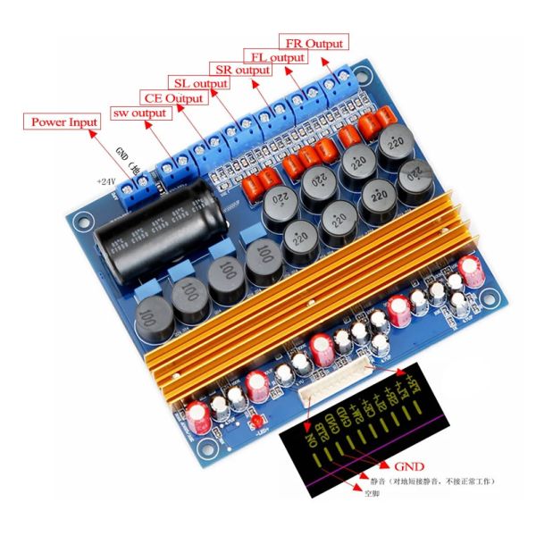 TPA3116D 5.1 Channel Class D Digital Amplifier Board 100W+100W+4*50W for Powerful Speakers