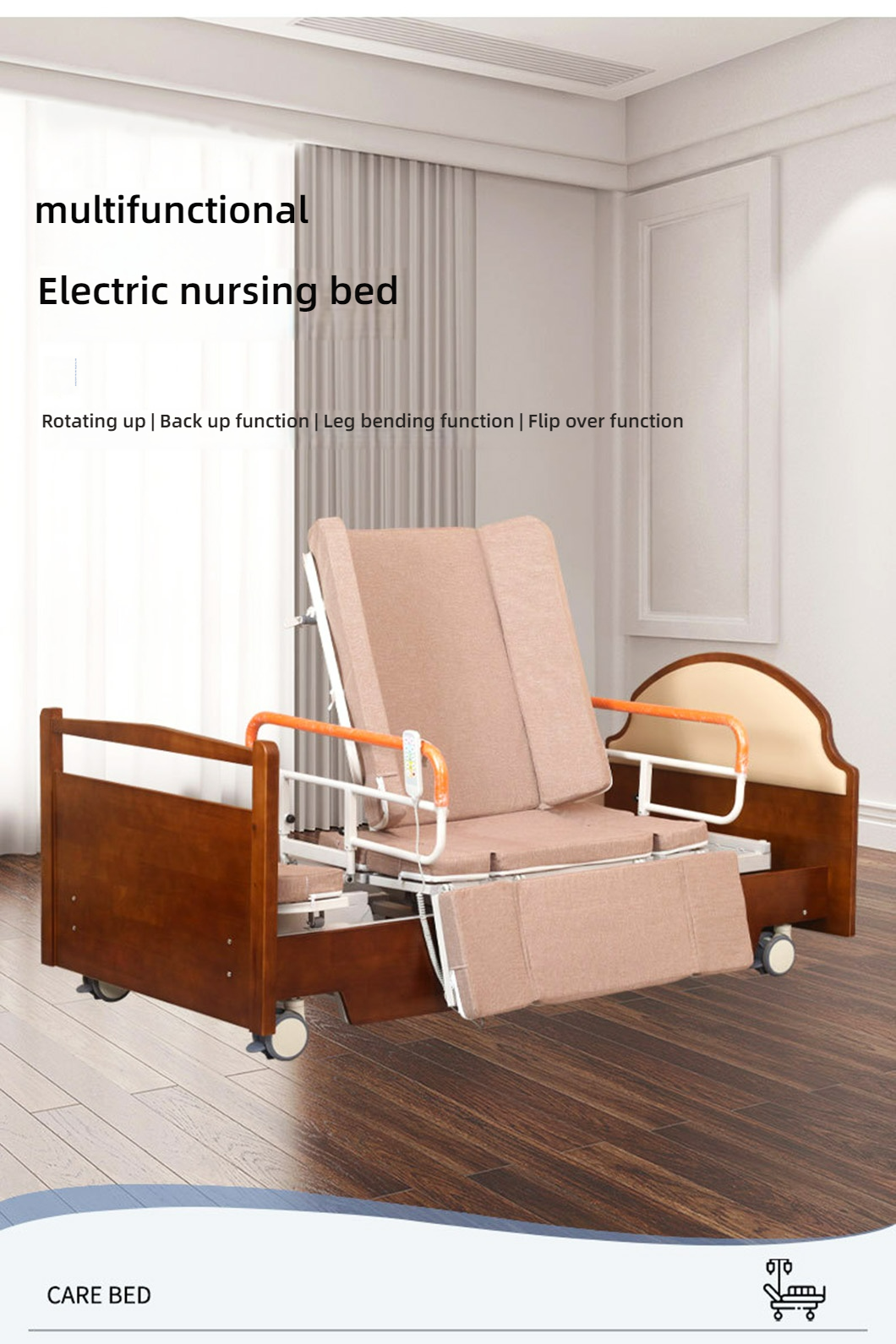 Hospitales comunitarios de cuidados en el hogar Función de gama alta de camas de ancianos rotativas de madera