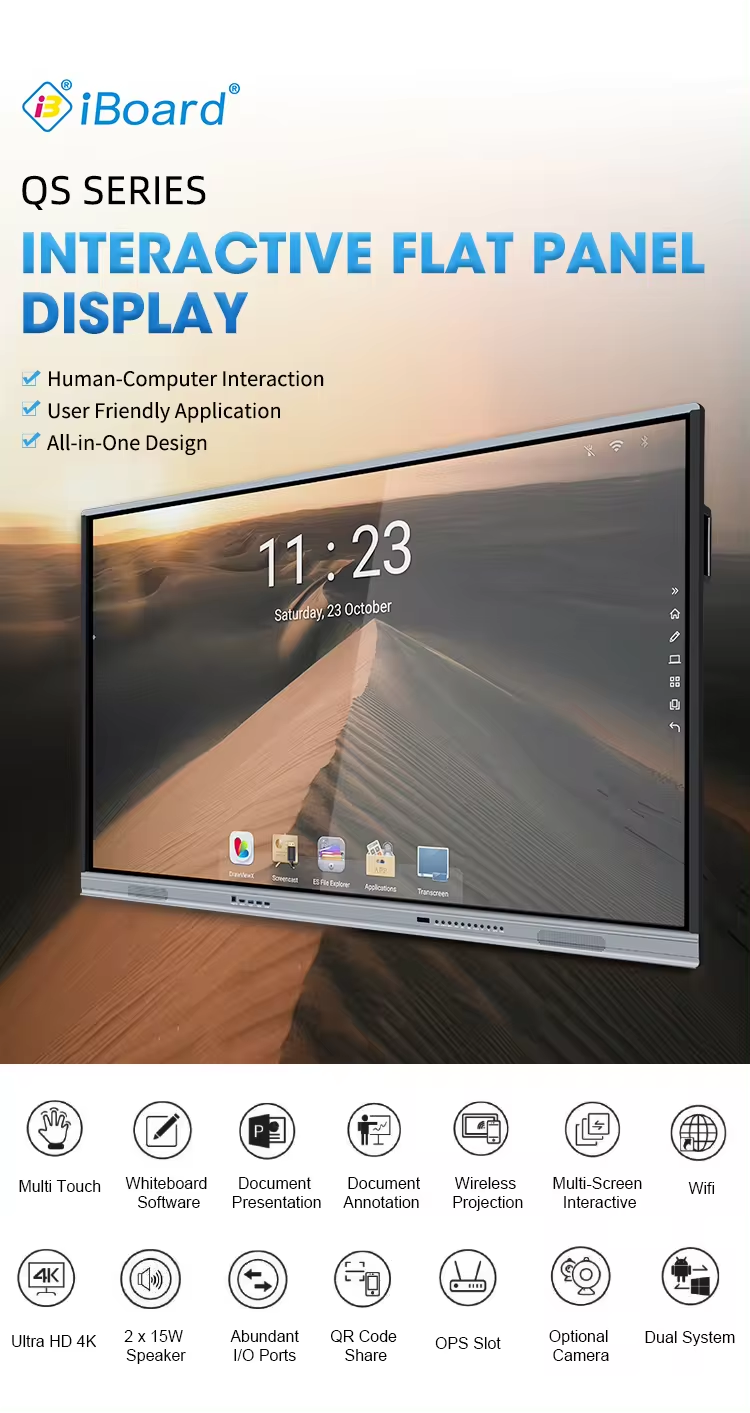 Интерактивная доска с плоской панелью Smart Touch Monitors TV 4K Ultra HD Screen с ПК для бизнеса и обучения
