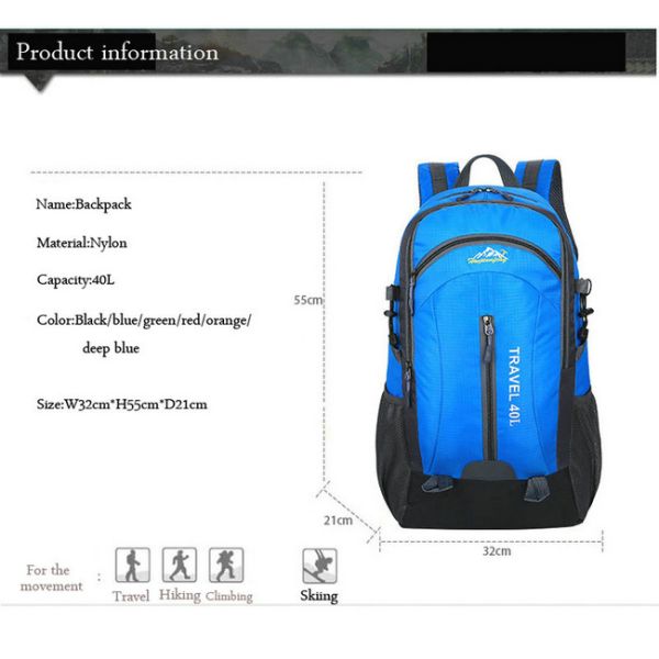 Рюкзак спорт модных на открытом воздухе людей 40л