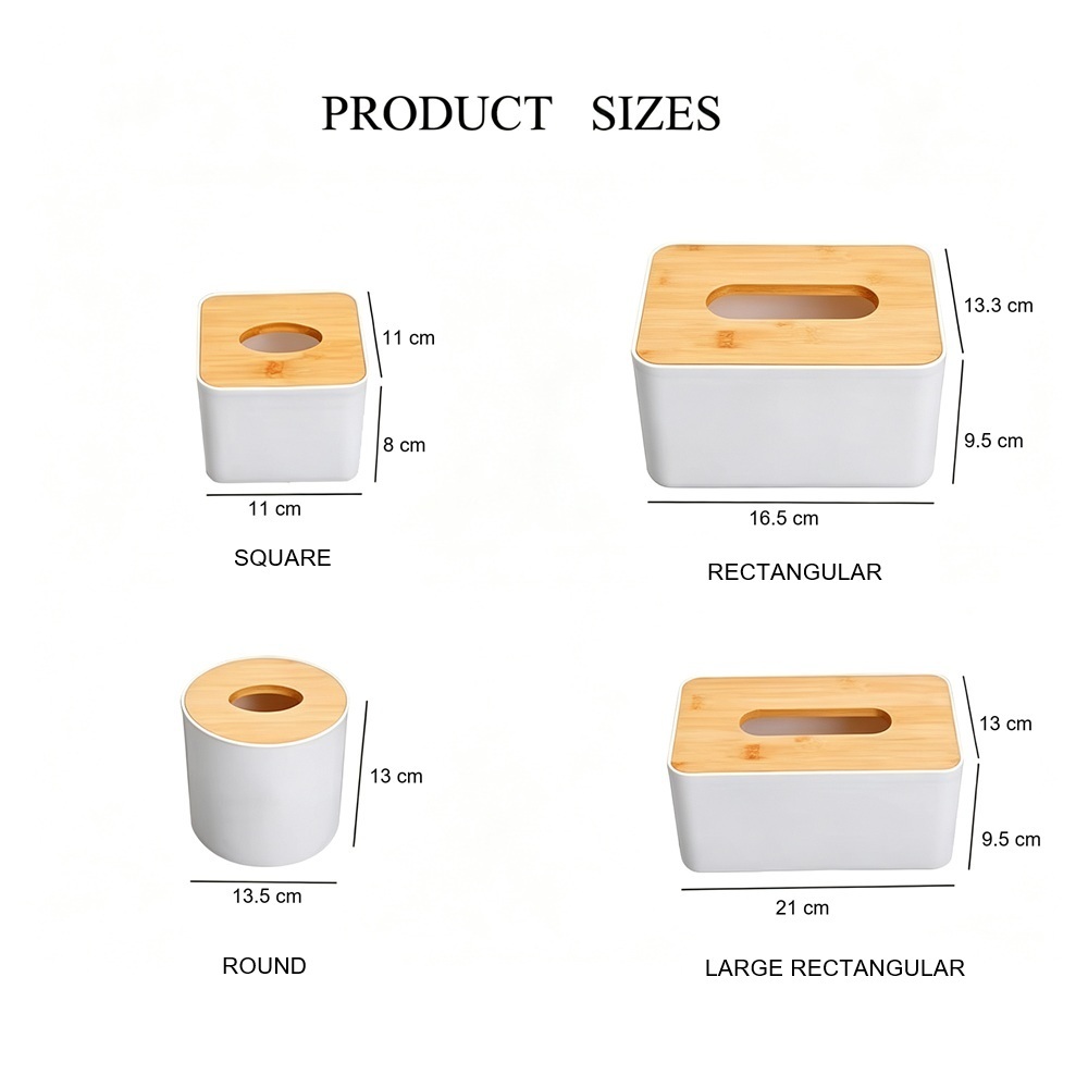 Bamboo Cover Tissue Box And Dispenser For Home Bedroom Office Living Room