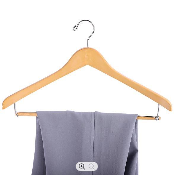 SGS Wooden Suit Hangers With Locking Bar , 1.25cm Wide Shoulder Wooden Coat Hangers