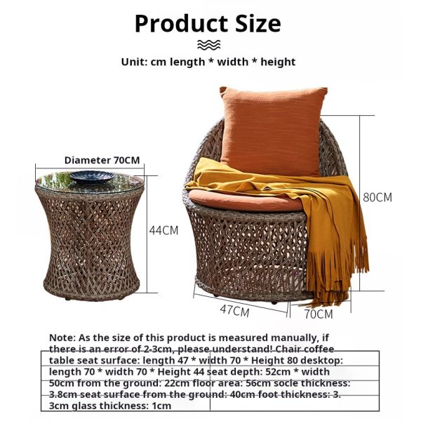 Outdoor Furniture Rattan Garden Chairs Set 3pcs Wicker Coffee Table And Chair Set