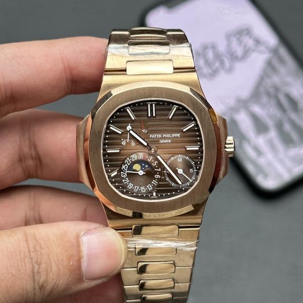 Patek Philippe Nautilus 5712 Phase de Lune Réserve de Marche Automatique 40mm Acier Inoxydable/Or Rose/Or Blanc