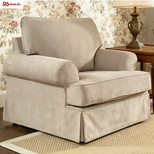 Anti Wear Removable Beige Cotton Linen Material Couch Sofa 2 Seater