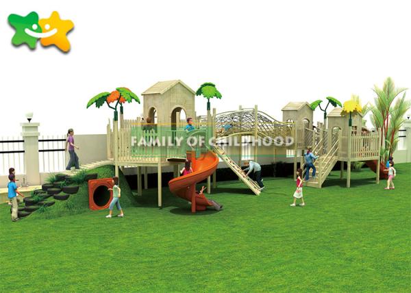 Multicolor Wooden Climbing Frame With Slide Backgrounds Burlywood UV Resistance