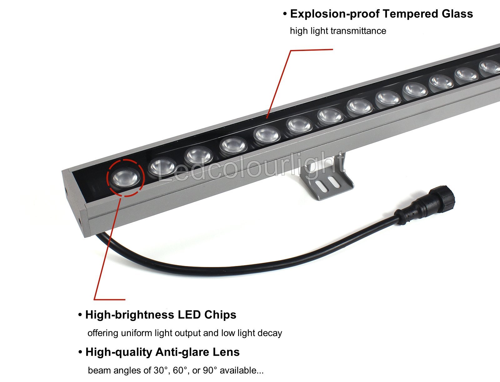 IP66 Waterproof 36W High-power DMX512 LED Wall Washer Light for Building Facades