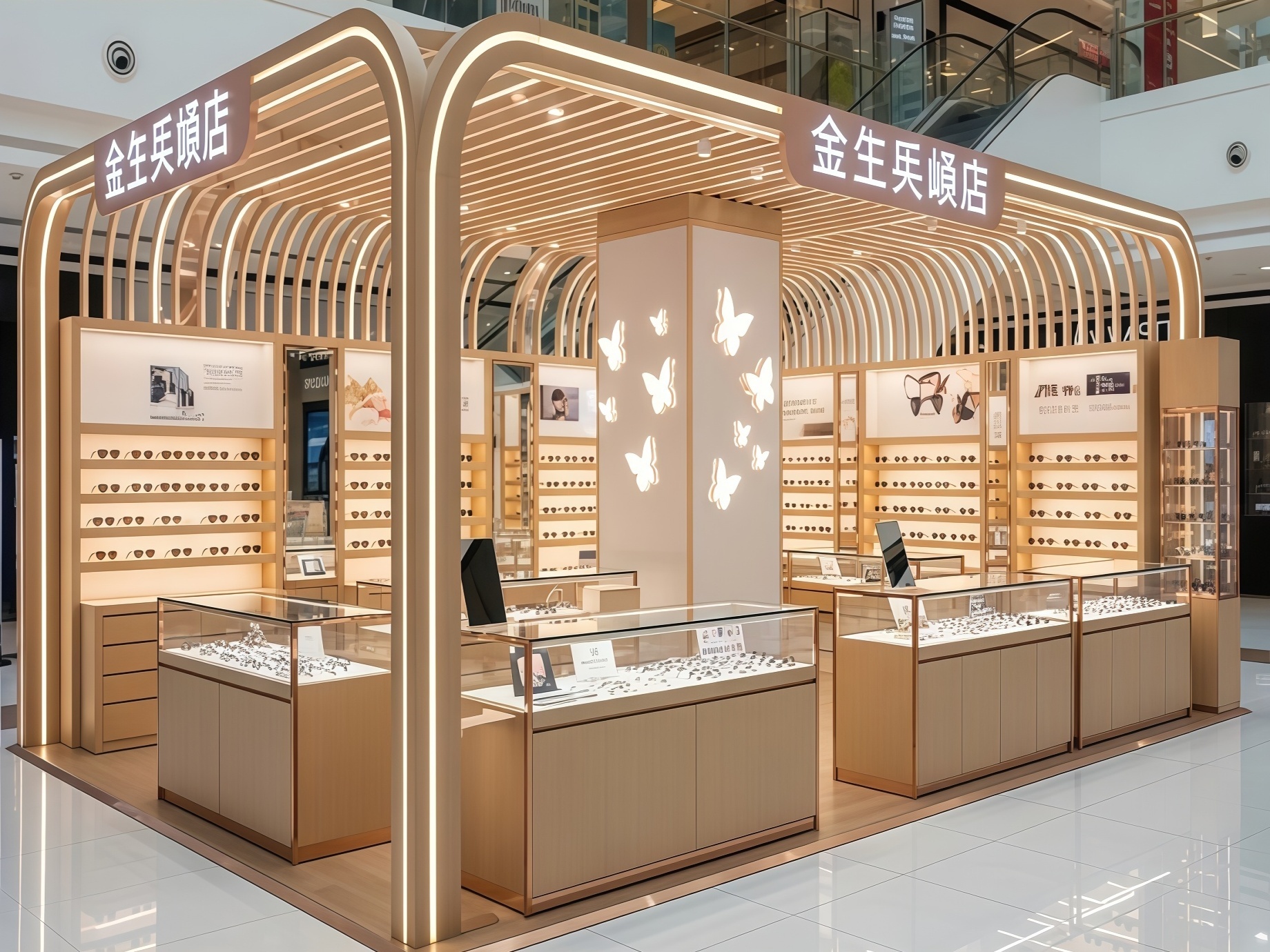 Modern Custom Optical Store Display Kiosk Wooden Glasses Display Showcase for Shopping Mall Eyewear Retail with OEM ODM