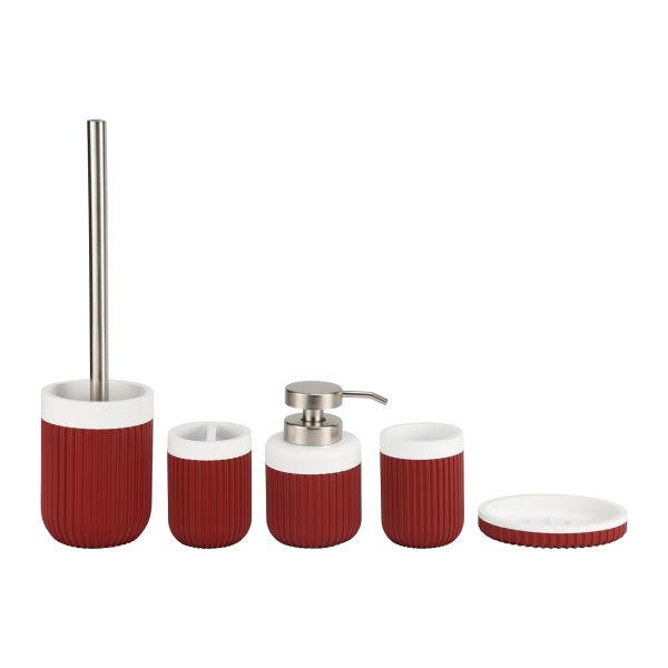 Resin bathroom set round with vertical stripe modern polyresin soap dispenser for hotel bathroom accessories