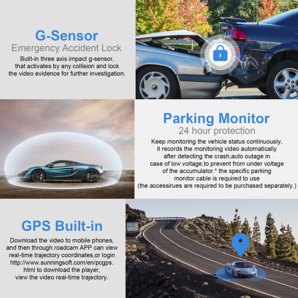 Камера автомобиля dvr монитора 170°FOV стоянки GPS Wi-Fi Dashcam 24H камеры кулачка черточки ночного видения кулачка 4K UHD Sony черточки V53 двойная