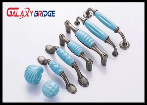 Blue Heart Ceramic Drawer Pulls Colorful Porcelain Furniture Handles Anti Brass Wardrobe Knobs