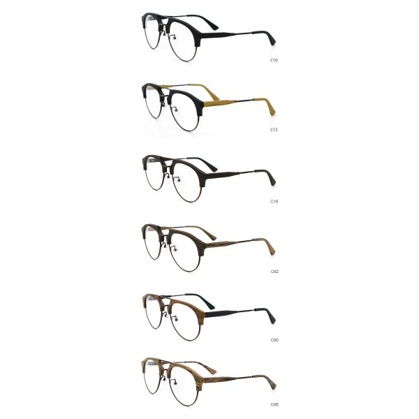 Temple Adjustable Imitation Wood Acetate Optical Glasses MR 15144