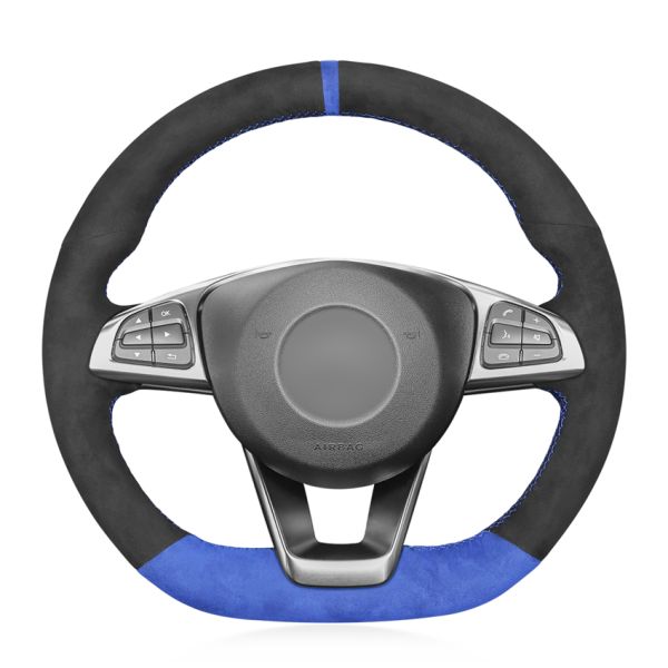 MEWANT Alcantera Steering Wheel Cover for Mercedes C E S SL GLC GLE CLA CLS Class AMG