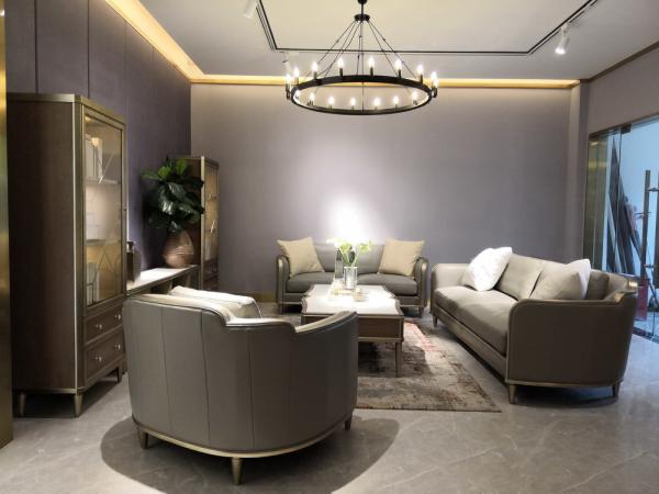 Luxury fabric sofa set by high density sponge with fabric upholstered for Villa house living room furniture and TV table