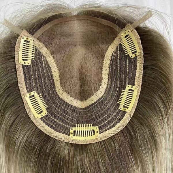 Wholesale T- Ashblonde Silk Base Closure Topper Virgin Human Hair Toupee Replacement System for Women Cheaper Price Hairpiece