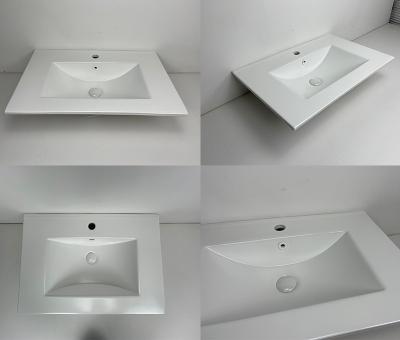 Drop In Self Rimming Overmount Bathroom Sink Rectangular White With Overflow