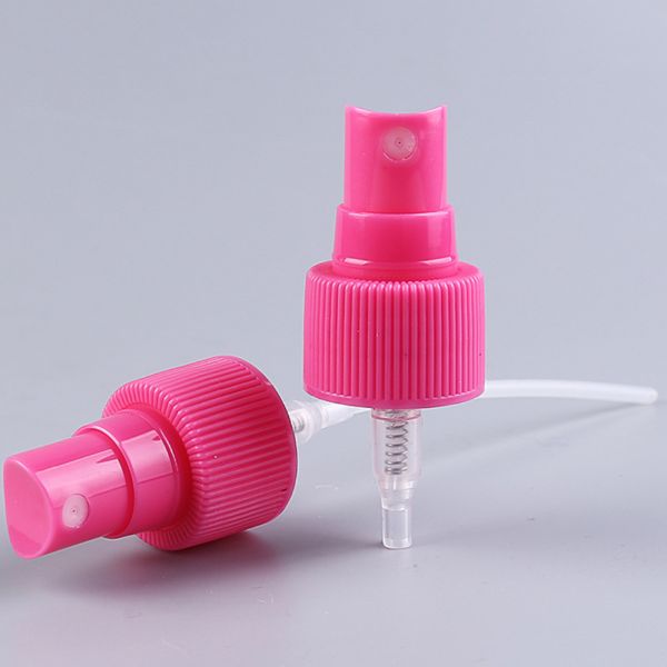 Pink Ribbed Mist Pump Sprayer 24mm Atomiser Spray Cap With Tube