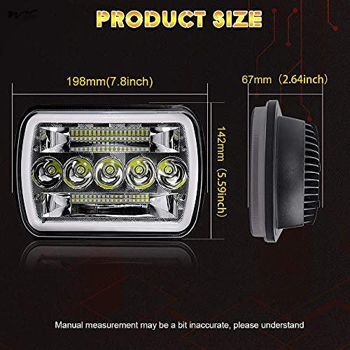 Faróis LED de feixe alto/baixo com Halo Angel Eyes DRL Turn Signal Light 5x7/7x6 Chips