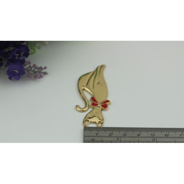 Fashion ladies shoes accessories zinc alloy gold fox pattern metal lable tag with drip glue