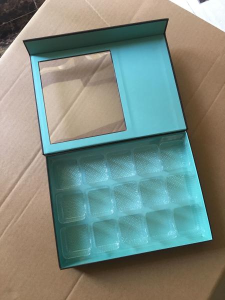 Handmade paper gift box food degree rigid cardboard chocolate box with clear PVC Window