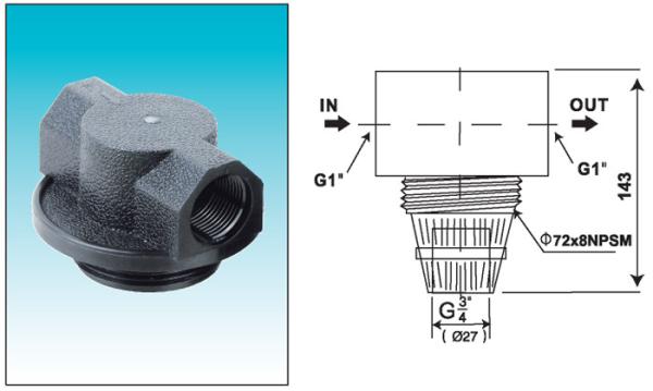 Downflow filter FRP Pressure Tanks Head 2.5  NPSM inlet / outlet