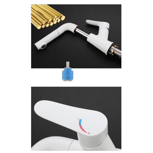 Swivel Rotatable 4 Inch Bathroom Faucet All Copper White Electroplated Finished