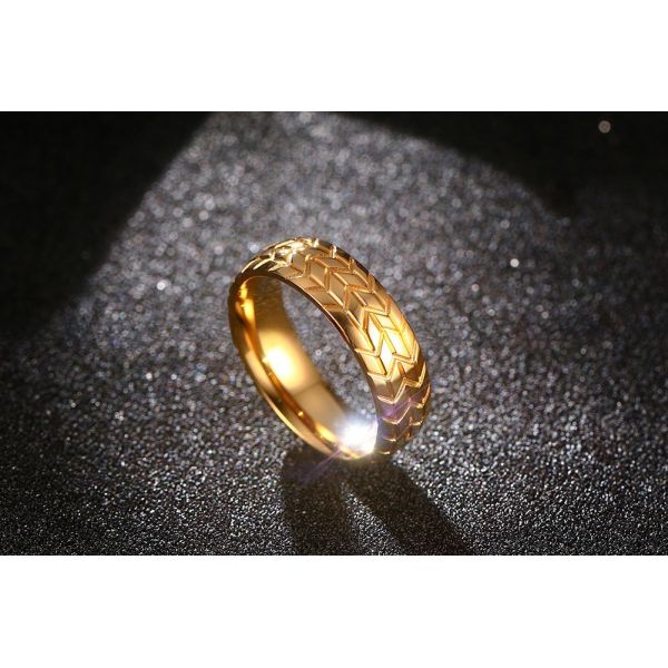 Wedding Engagement Gift Stainless Steel Tire Tread Ring Plating 6mm For Couple