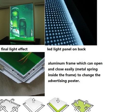 15mm single black aluminum led animated light boxes for advertising