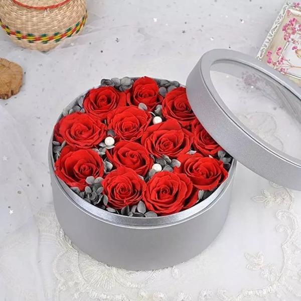 Romantic Everlasting Real Preserved Rose Flower Large Single Rose in Drawer Gift Box for Decoration Gift