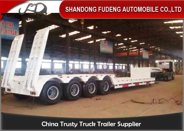 Low Bed Tractor Trailer Lowboy Semi Trailer 4 Axle Heavy Equipment Transport
