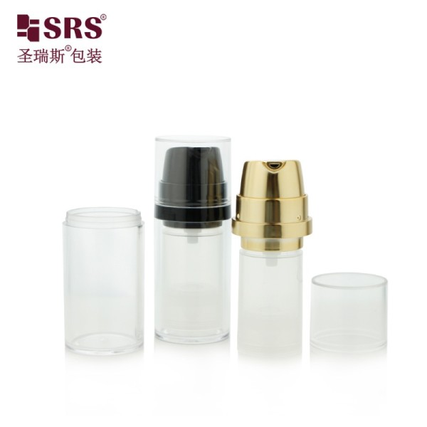 SRSA404 15ml 30ml 50ml Transparent AS Plastic Airless Bottle For Facial Gel Serum Packaging