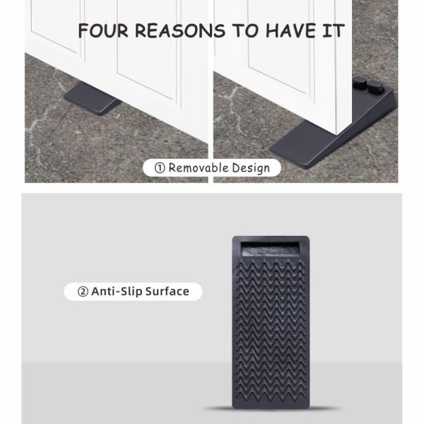 OEM Nonslip PVC Plastic Door Wedge 88x40x19mm Dark Grey Color