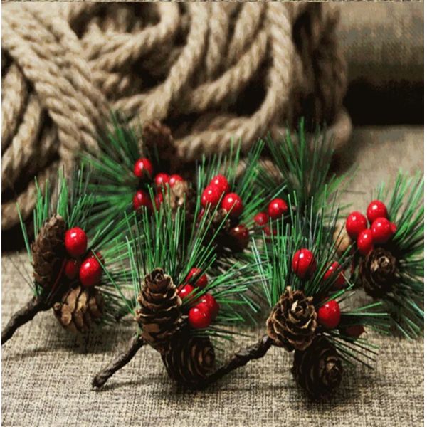 Иглы сосны красного плода PVC искусственные для мини орнаментов рождественской елки