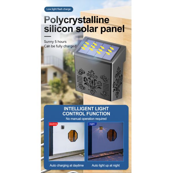 Outdoor Ambiance Solar Decorative Wall Light 1.2V IP65 ABS Plastics Material