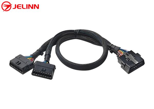 Universal OBD 2 J1962 OBDII Obd2 T-harness Splitter Spliter Y Cable With Multi Mounting Brackets for All Car Makes