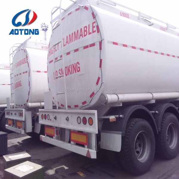Cisterne à carburant/huile alimentaire Semi-remorque avec alliage d'aluminium 3 essieux réservoir cylindrique