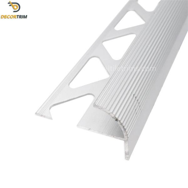 Aluminum 6063 Tile Nosing Trim , Matt Silver Decorative Bullnose Tile Trim